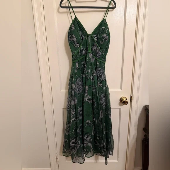 knee length dresses for ladies Odd Molly Anthropologie Floral Embroidered Printed Midi Dress – White  Chocolate Couture main image 0